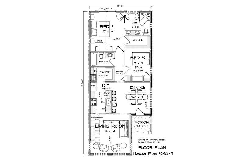 Dream House Plan - Floor Plan - Main Floor for Modern House Plan #513-2440 - 2 bed, 2 bath