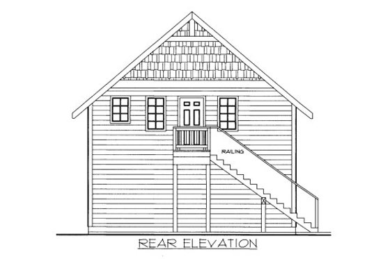 Exterior - Rear Elevation for Traditional House Plan #117-707, 0.5 bath