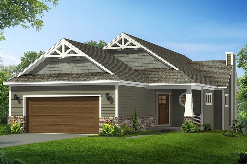 Architectural House Design - Craftsman Exterior - Front Elevation Plan #1057-16