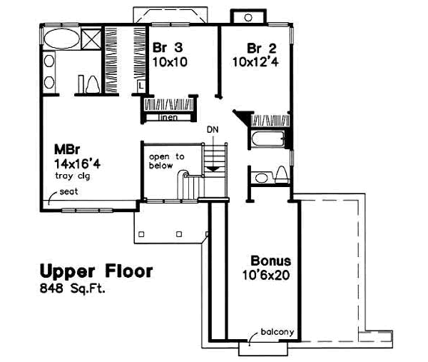 House Blueprint - Traditional Floor Plan - Upper Floor Plan #50-190