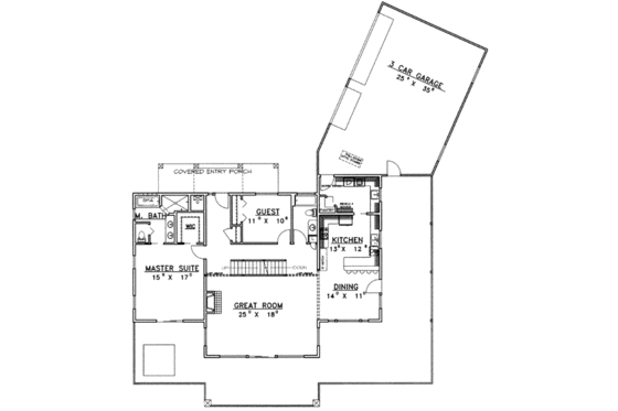 Floor Plan - Main Floor for Modern House Plan #117-393 - 3 bed, 3 bath