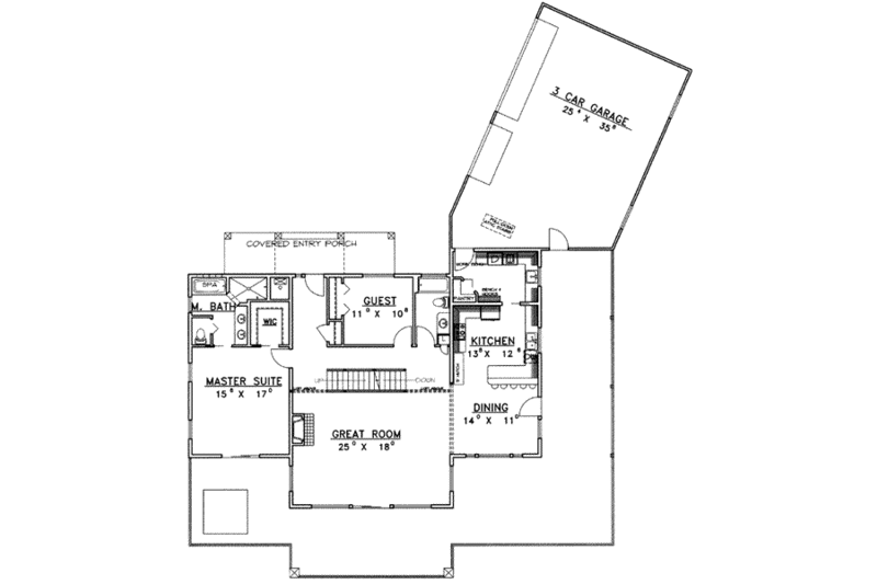 Dream House Plan - Floor Plan - Main Floor for Modern House Plan #117-393 - 3 bed, 3 bath