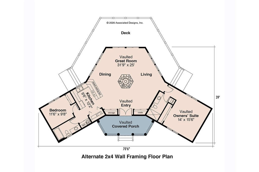 Floor Plan - Other Floor 1 for Log House Plan #124-140 - 2 bed, 2 bath