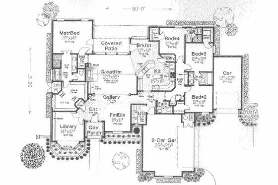 Floor Plan - Main Floor for European House Plan #310-380 - 3 bed, 3.5 bath