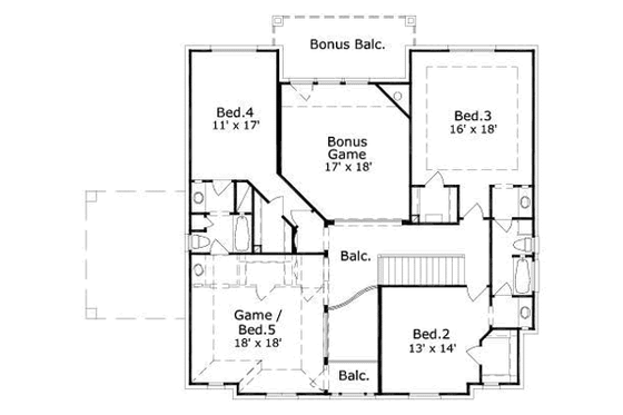Floor Plan - Upper Floor for Traditional House Plan #411-176 - 5 bed, 3 bath