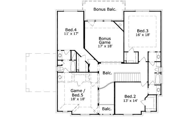 Traditional Floor Plan - Upper Floor Plan #411-176