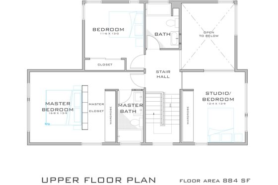 Floor Plan - Upper Floor for Modern House Plan #909-2 - 3 bed, 2.5 bath