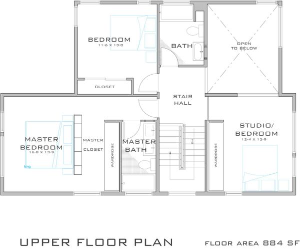 Modern Floor Plan - Upper Floor Plan #909-2