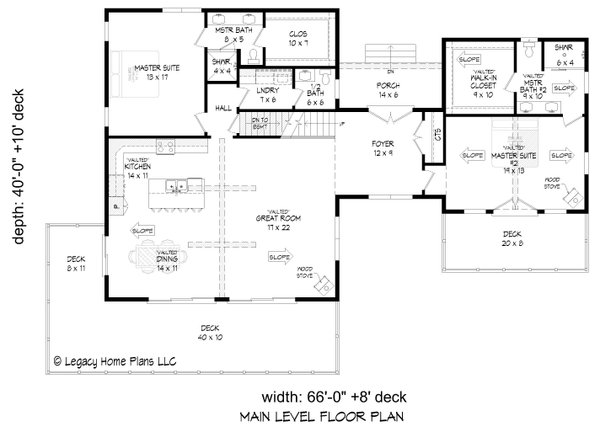 Southern Floor Plan - Main Floor Plan #932-797