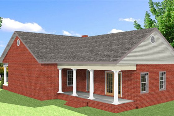 Exterior - Rear Elevation for Traditional House Plan #44-185 - 3 bed, 2 bath