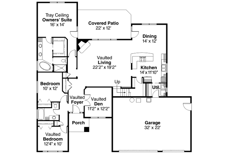 Dream House Plan - Floor Plan - Main Floor for Craftsman House Plan #124-699 - 3 bed, 2 bath