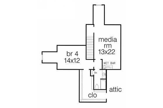 Floor Plan - Upper Floor for European House Plan #15-255 - 3 bed, 3 bath