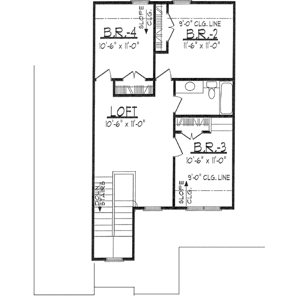 Traditional Floor Plan - Upper Floor Plan #62-142