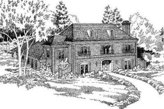 Exterior - Front Elevation for European House Plan #312-412 - 4 bed, 3.5 bath