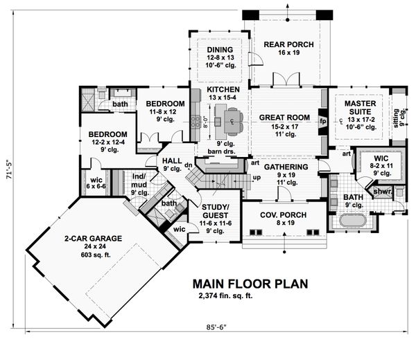 Craftsman Floor Plan - Main Floor Plan #51-569