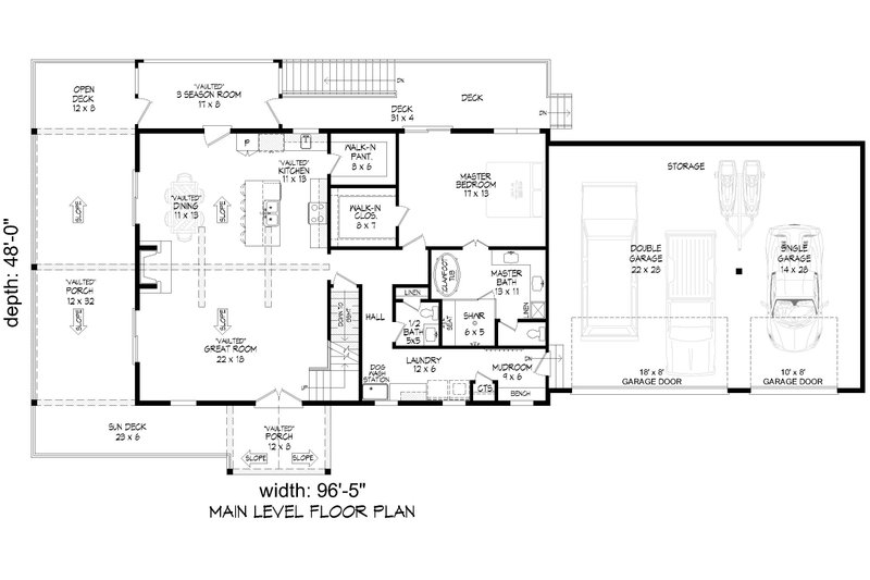 Architectural House Design - Floor Plan - Main Floor for Country House Plan #932-1387 - 4 bed, 3.5 bath