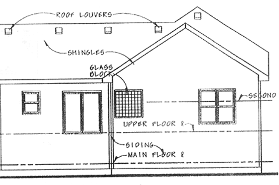 Exterior - Rear Elevation for Traditional House Plan #20-1517 - 3 bed, 2.5 bath