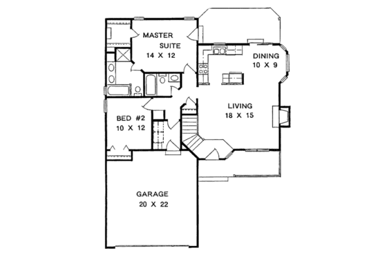Floor Plan - Main Floor for Cottage House Plan #58-104 - 2 bed, 2 bath