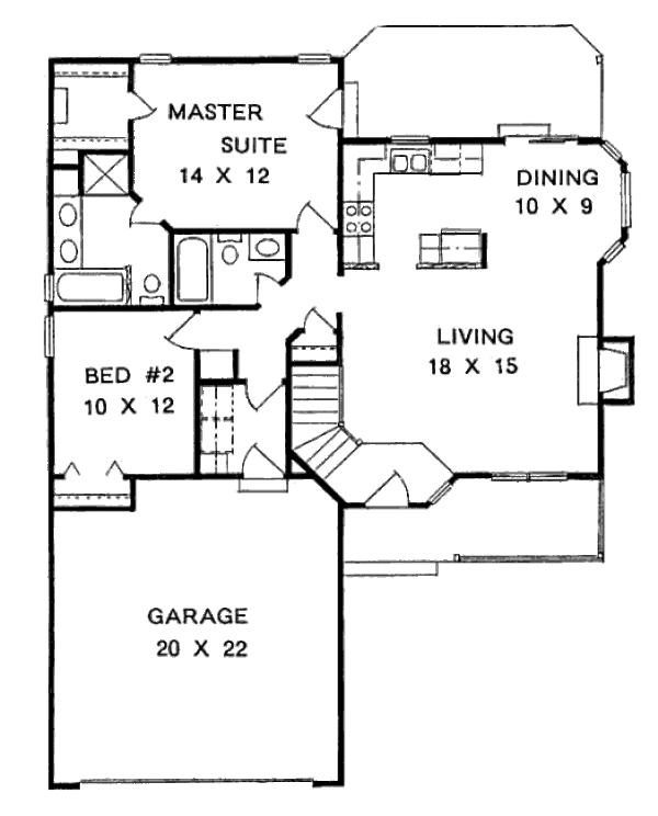 House Blueprint - Cottage Floor Plan - Main Floor Plan #58-104