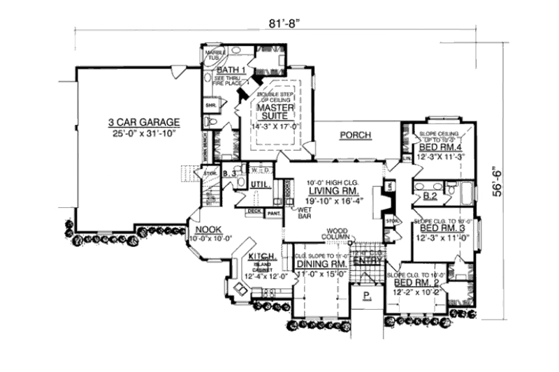 Home Plan - Floor Plan - Main Floor for European House Plan #40-147 - 4 bed, 2.5 bath