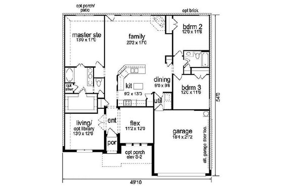 Floor Plan - Main Floor for Tudor House Plan #84-269 - 3 bed, 2 bath