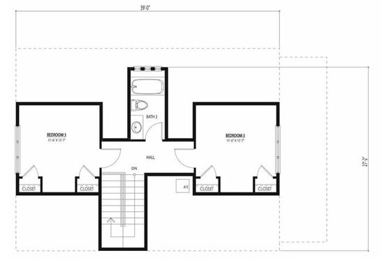 Floor Plan - Upper Floor for Beach House Plan #443-12 - 3 bed, 2.5 bath