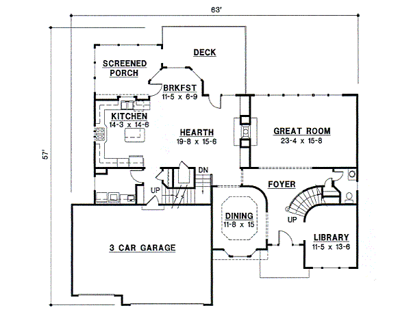 Traditional Style House Plan - 4 Beds 3.5 Baths 3588 Sq/Ft Plan #67-606 ...