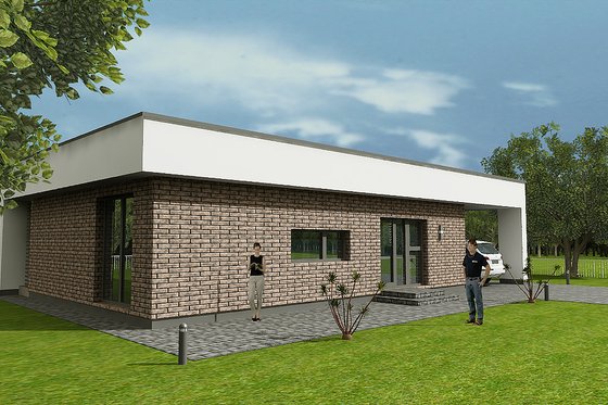 Exterior - Front Elevation 3 for Modern House Plan #538-12 - 3 bed, 1 bath