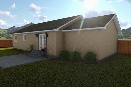 Exterior - Rear Elevation 2 for Ranch House Plan #1060-3 - 2 bed, 1 bath