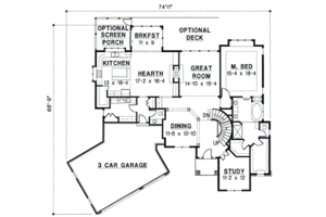 Floor Plan - Main Floor for Traditional House Plan #67-458 - 4 bed, 3.5 bath