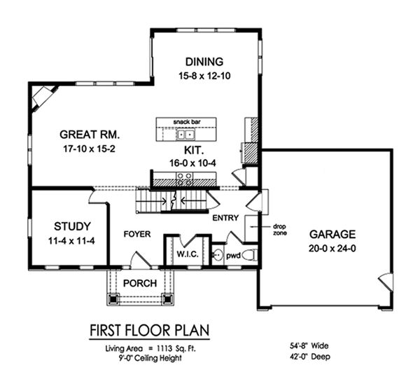House Plan Design - Traditional Floor Plan - Main Floor Plan #1010-240