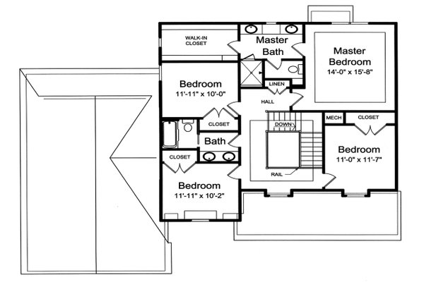 Traditional Floor Plan - Upper Floor Plan #46-917