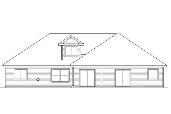 Exterior - Rear Elevation for Country House Plan #124-1015 - 3 bed, 2 bath