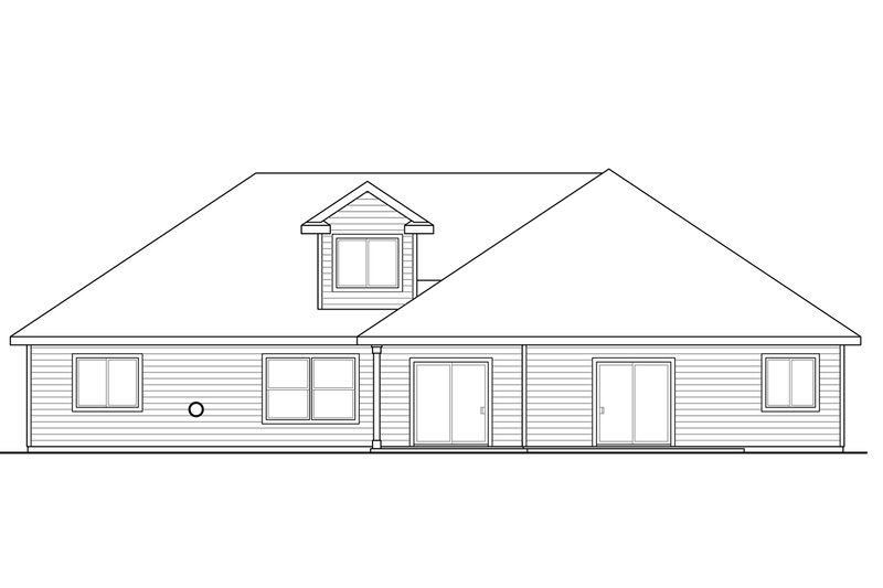 House Blueprint - Exterior - Rear Elevation for Country House Plan #124-1015 - 3 bed, 2 bath