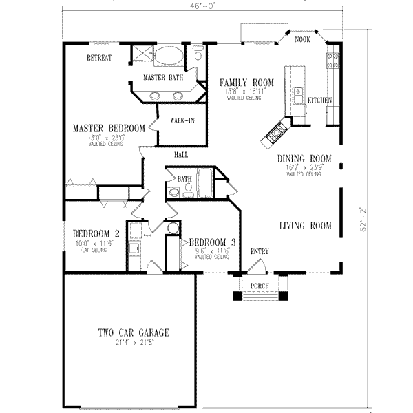 Adobe / Southwestern Floor Plan - Main Floor Plan #1-364