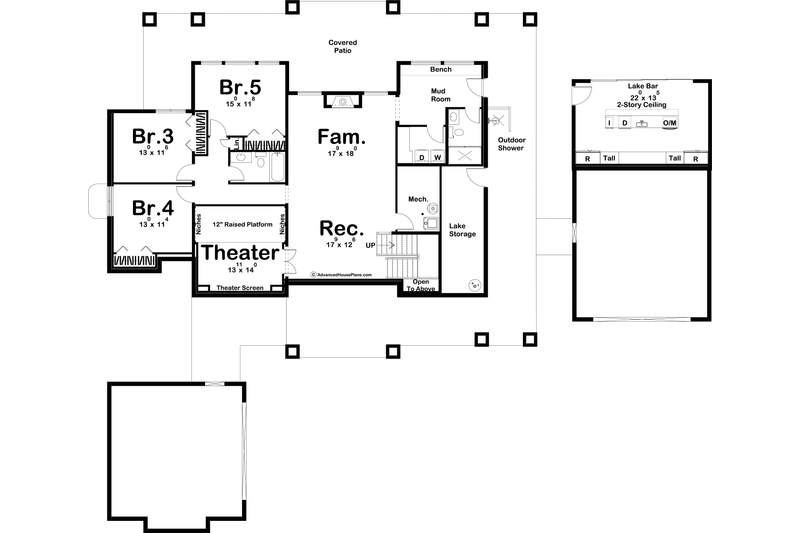 Home Plan - Floor Plan - Lower Floor for Beach House Plan #455-245 - 2 bed, 2.5 bath