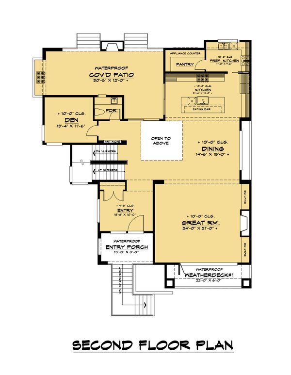 Contemporary Floor Plan - Upper Floor Plan #1066-133