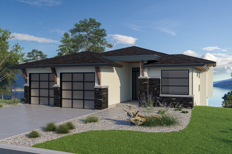 House Blueprint - Prairie Exterior - Front Elevation Plan #1100-11