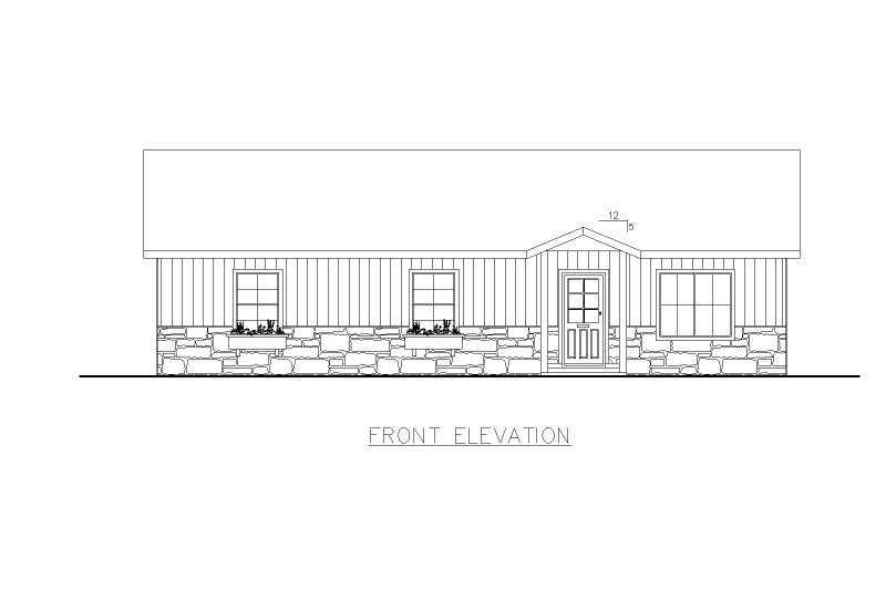 Architectural House Design - Exterior - Front Elevation 3 for Ranch House Plan #117-295 - 3 bed, 2 bath