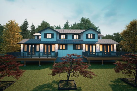 Exterior - Rear Elevation for Farmhouse House Plan #1101-18 - 3 bed, 3.5 bath