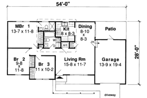 Floor Plan - Main Floor for Ranch House Plan #312-542 - 3 bed, 2 bath