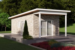 Exterior - Front Elevation 3 for Contemporary House Plan #1106-59, 1 bath