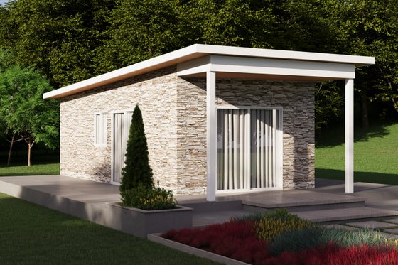 Exterior - Front Elevation 3 for Contemporary House Plan #1106-59, 1 bath