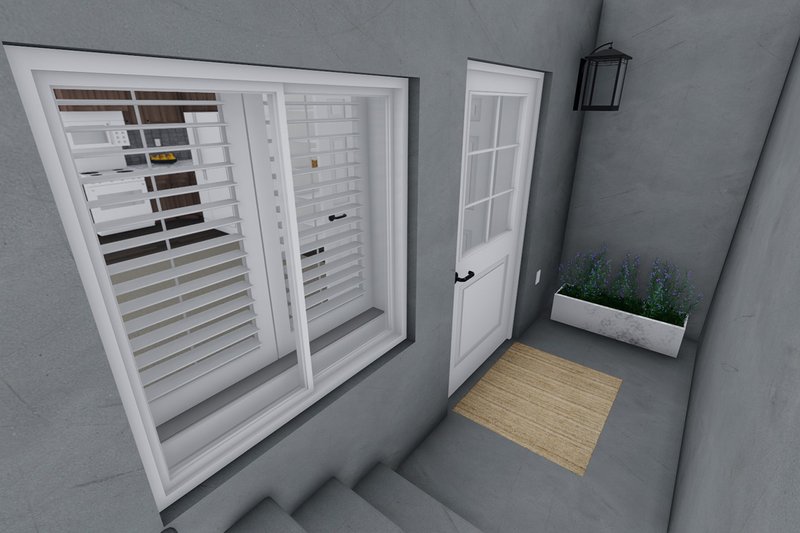 House Plan Design - Side Exterior Stairway to Basement