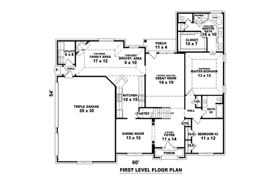 Floor Plan - Main Floor for European House Plan #81-1513 - 4 bed, 3 bath