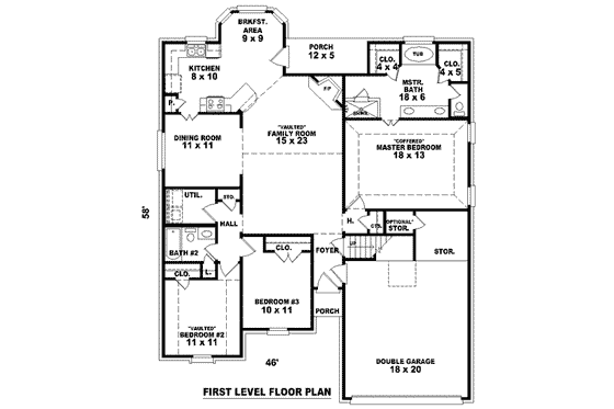 Floor Plan - Main Floor for European House Plan #81-856 - 3 bed, 2 bath