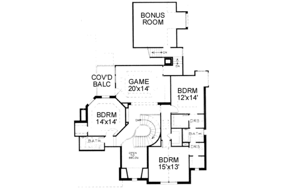 Floor Plan - Upper Floor for European House Plan #141-133 - 4 bed, 4.5 bath