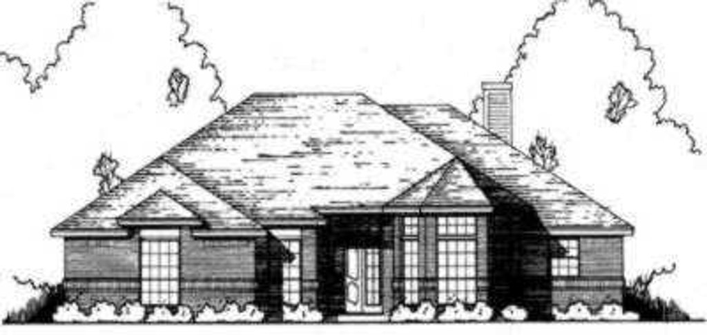 Exterior - Front Elevation 2 for European House Plan #40-287 - 3 bed, 2 bath