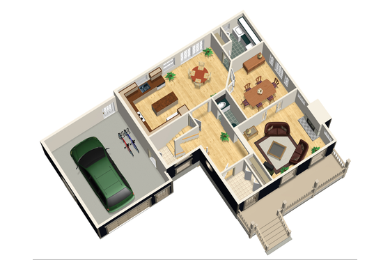 Floor Plan - Main Floor 1 for Country House Plan #25-4468 - 3 bed, 2 bath