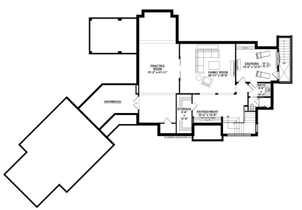 Architectural House Design - European Floor Plan - Lower Floor Plan #928-342